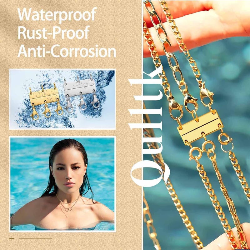 Qulltk Necklace Layering Clasp Magnetic Clasps for Jewelry, Gold and Silver Separator for Stackable Necklaces and Chains - Image 2